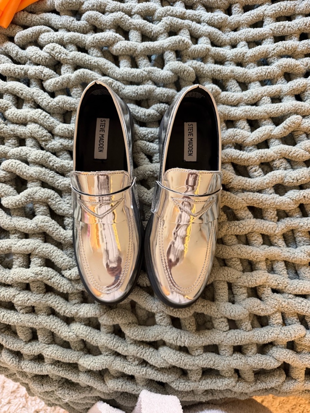 Steve Madden Chrome-Look Penny Loafers